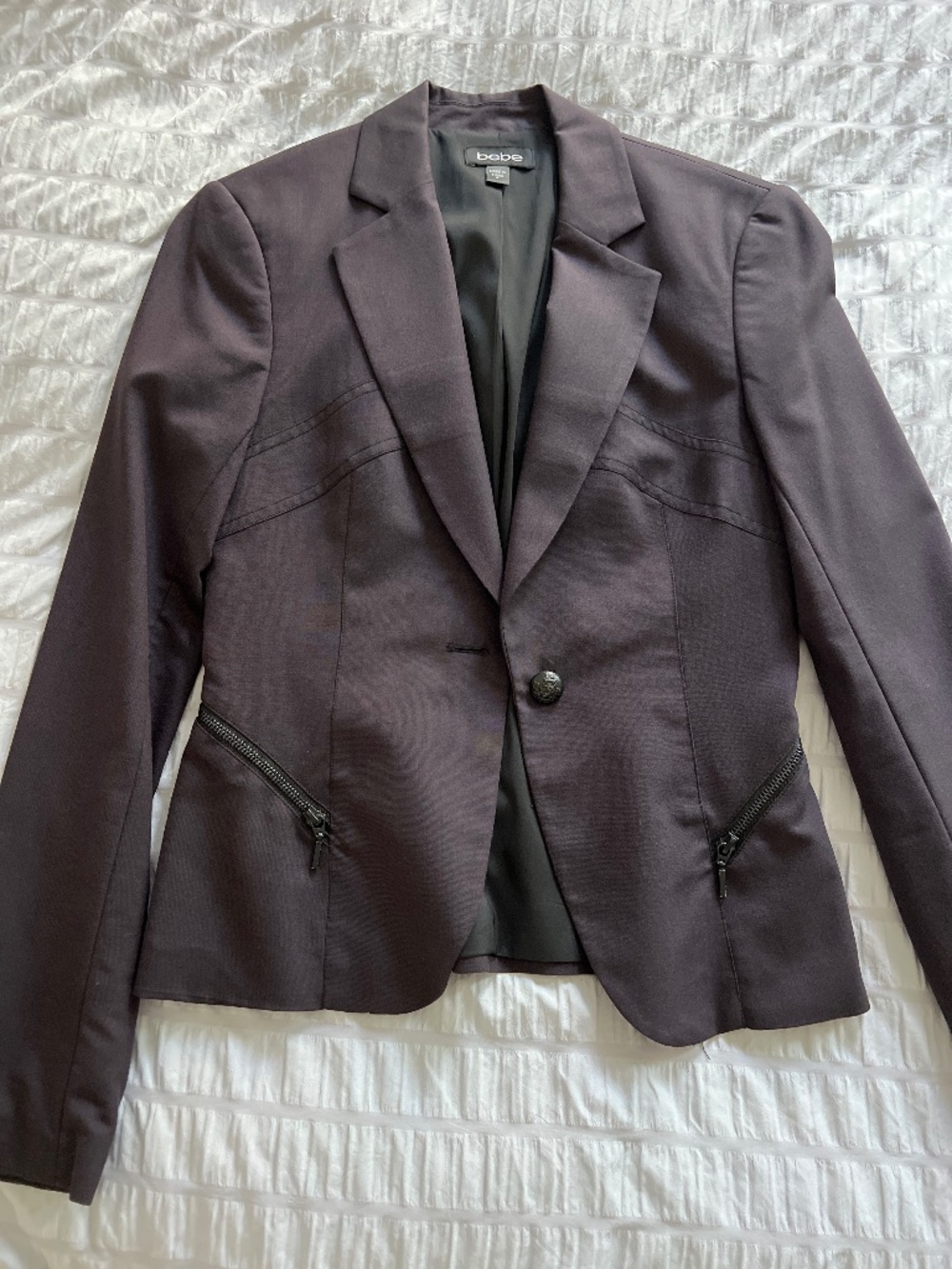 Bebe suit jacket, eggplant color